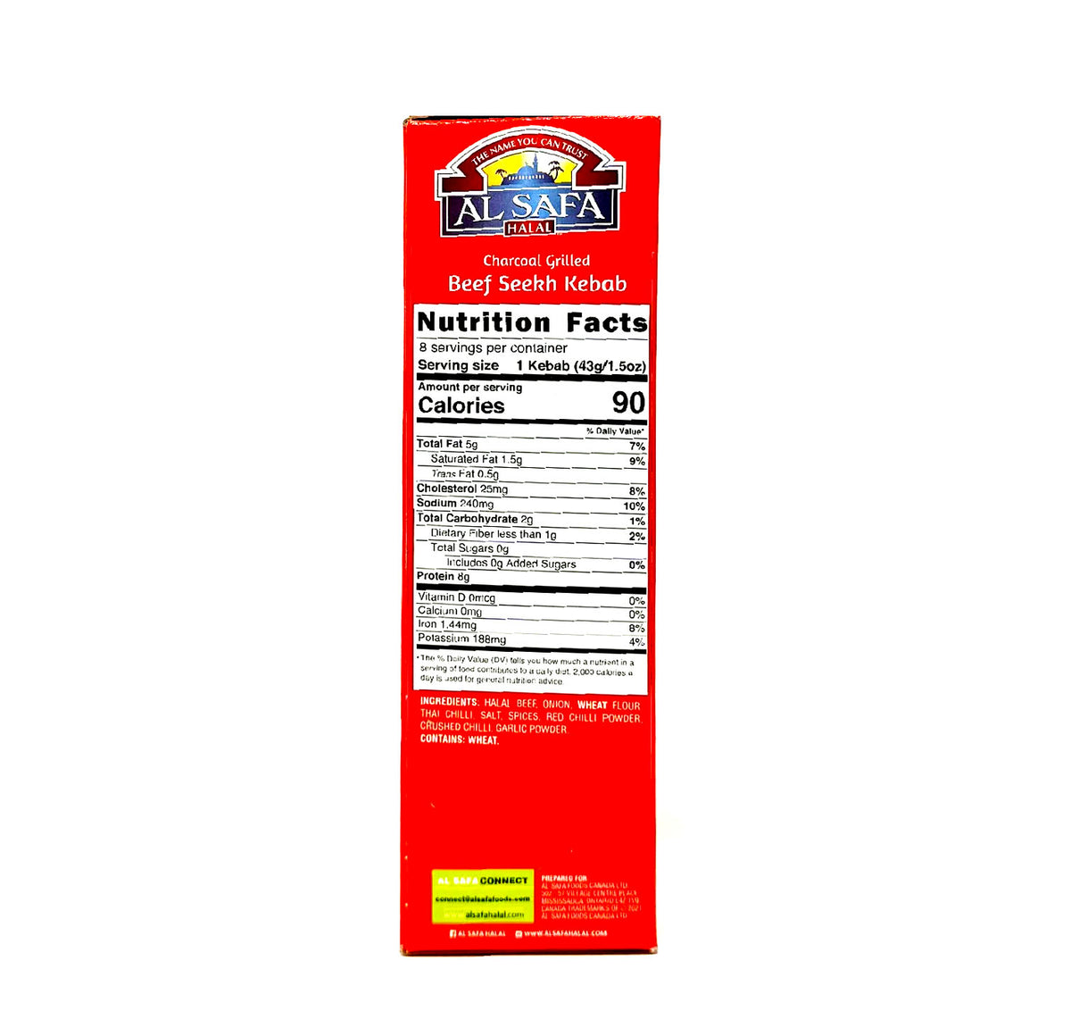 Al Safa Beef Seekh Kebab nutrition facts