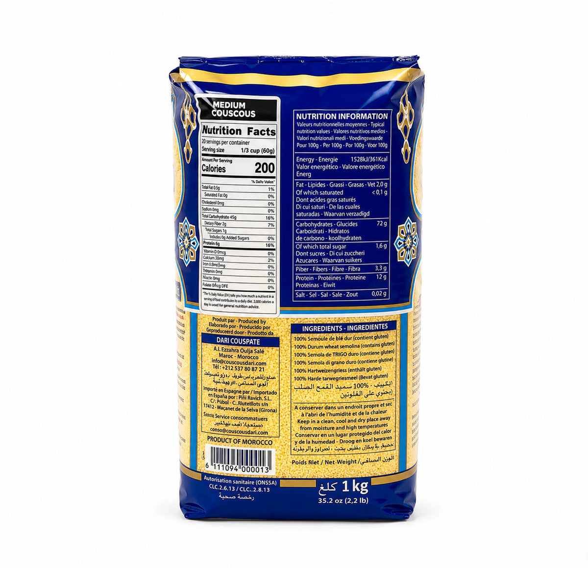 Dari Medium Couscous nutrition facts