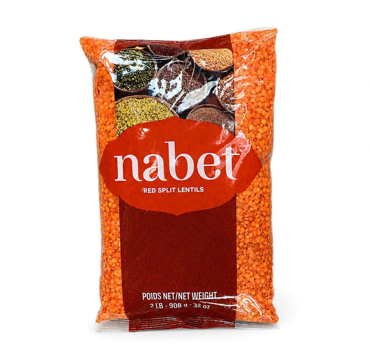Nabet Red Split Lentils, 2 lb / 908g bag
