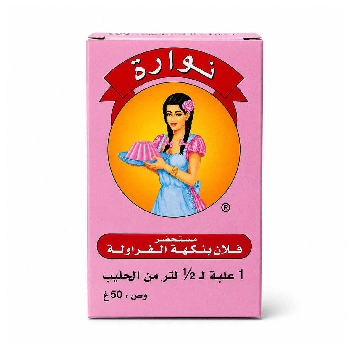 Nouara Flan Arôme Fraise 50g - Arabic label