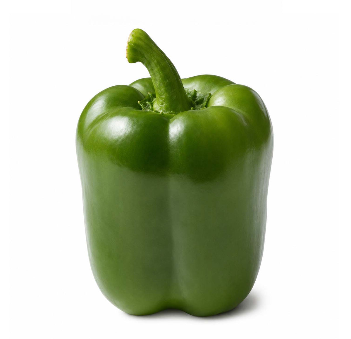 Fresh green bell pepper, whole with stem