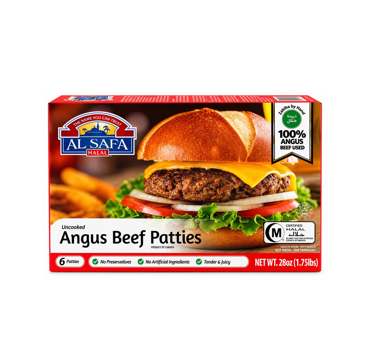 Al Safa Angus beef patties, 28 oz box