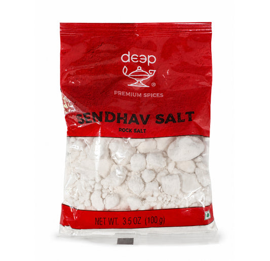 Deep Sendhav Salt, 3.5 oz bag of coarse white rock salt crystals