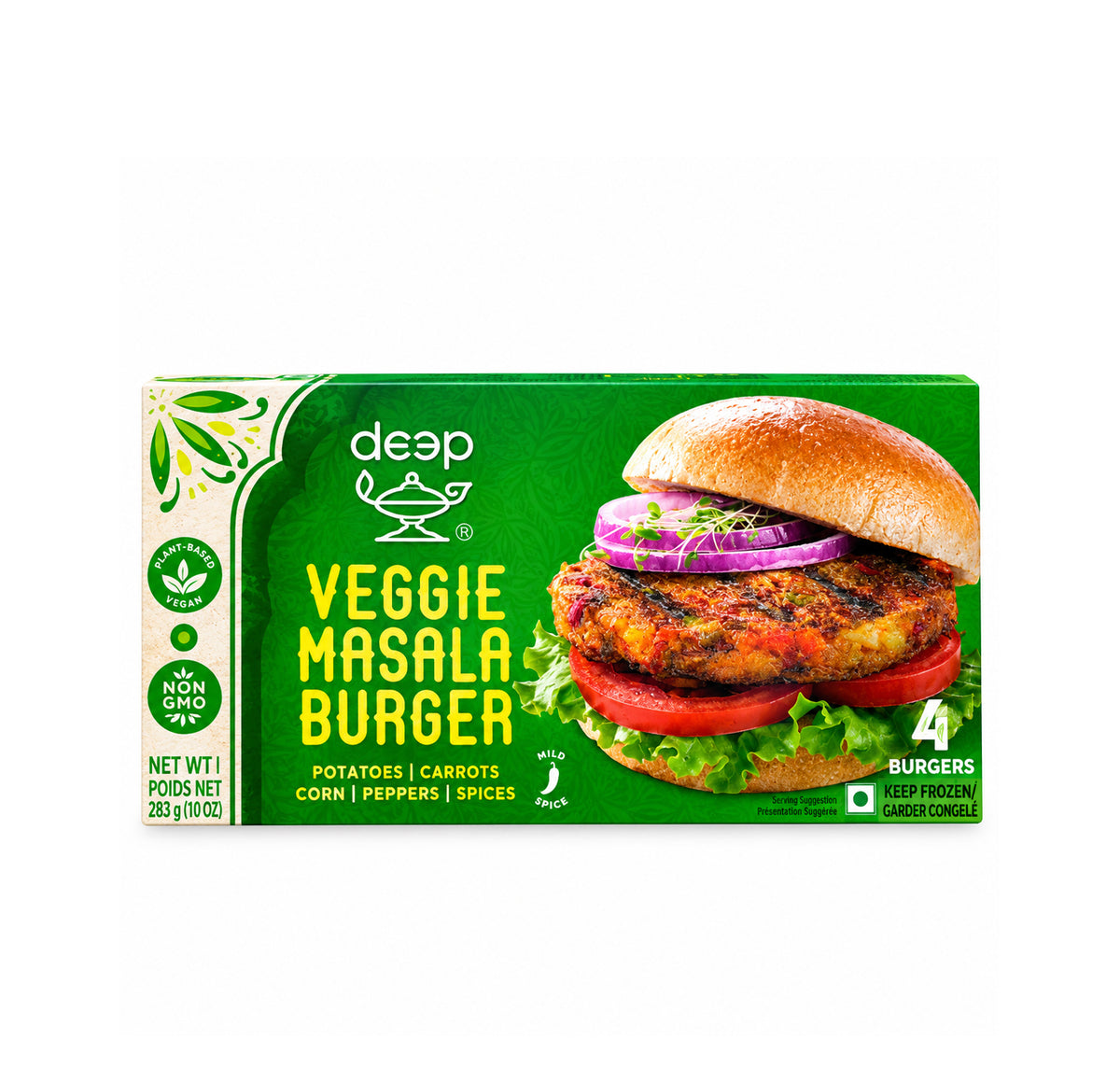 Deep Veggie Masala Burger 10 oz box, 4 burgers