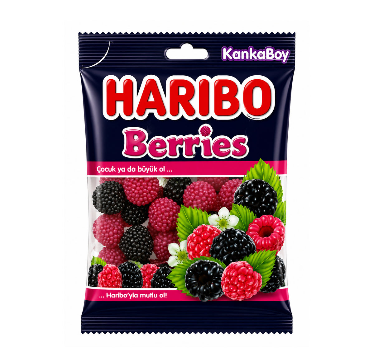Haribo Berries gummy candy bag, front