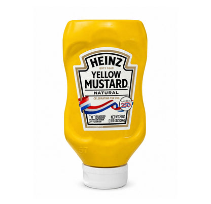 Heinz Yellow Mustard Natural, 20 oz upside-down squeeze bottle