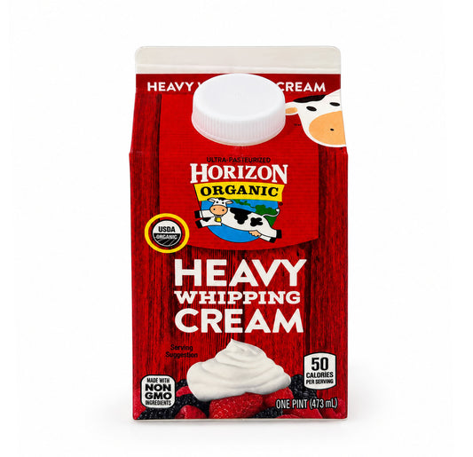 Horizon Organic Heavy Whipping Cream, one pint red carton