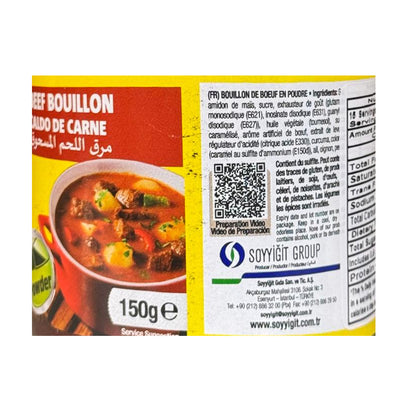 Kent Boringer Beef Bouillon Powder ingredients panel, French