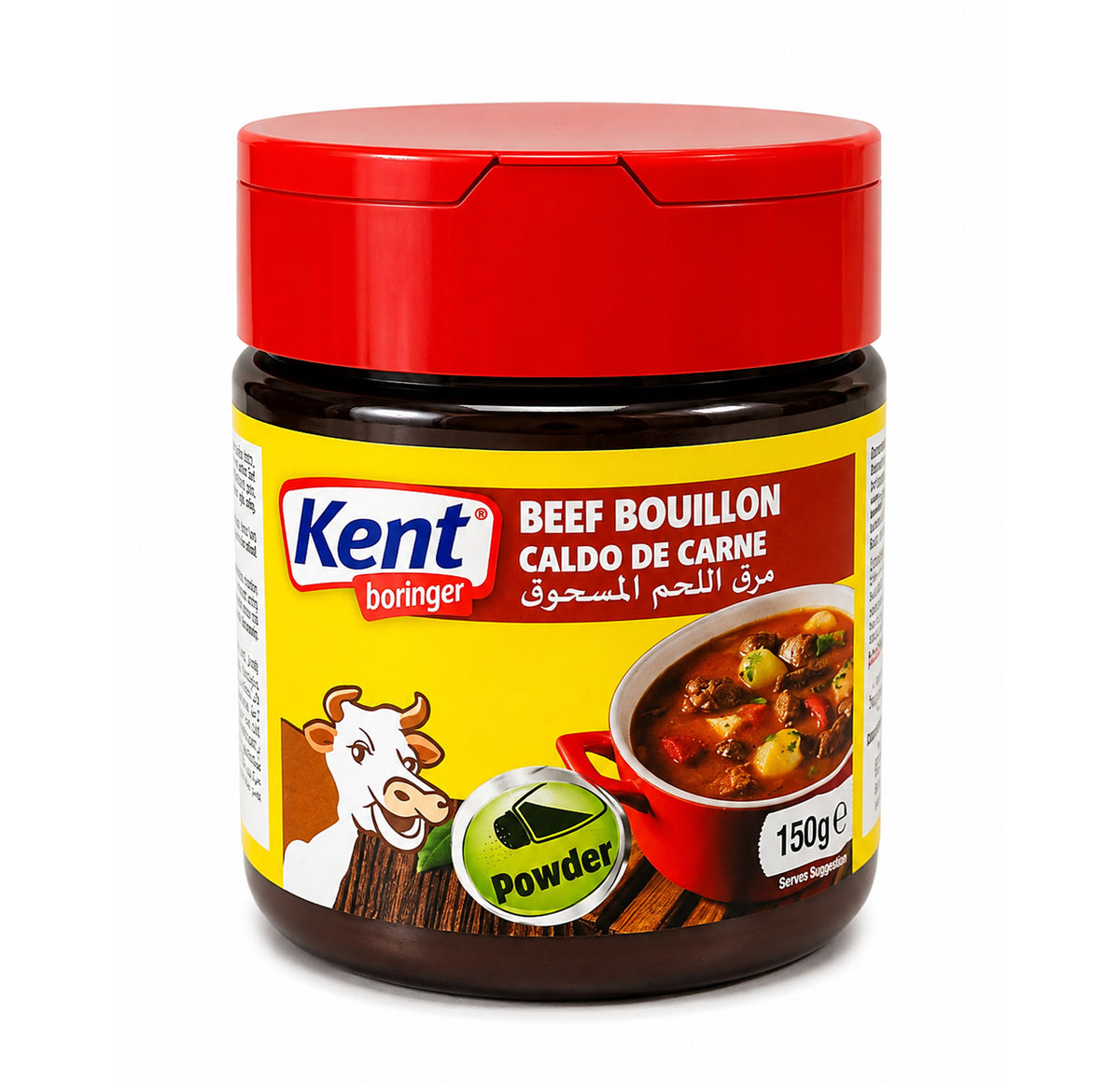 Kent Boringer Beef Bouillon Powder 150g jar, front label