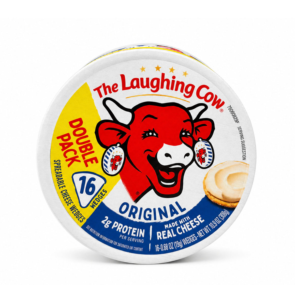 The Laughing Cow Original spreadable cheese wedges, 16 count double pack tub