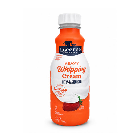 Lucerne Heavy Whipping Cream, 16 fl oz orange resealable bottle