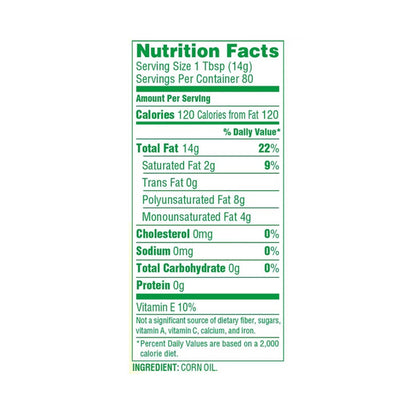 Mazola Corn Plus Nutrition Facts