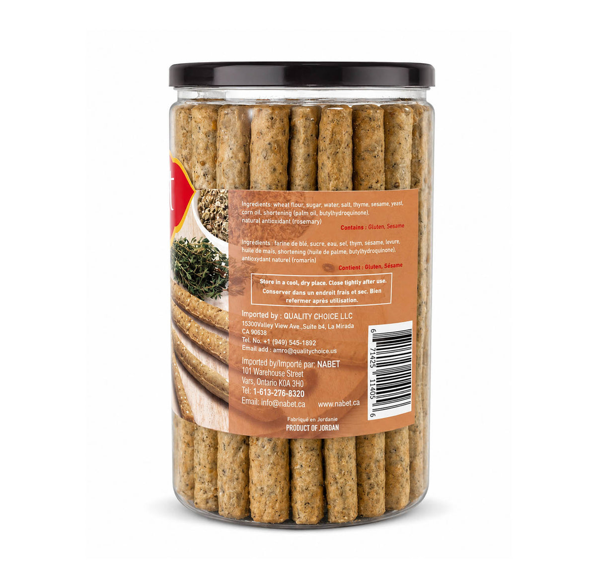 Nabet Salty Crackers with Thyme — ingredients & allergen info