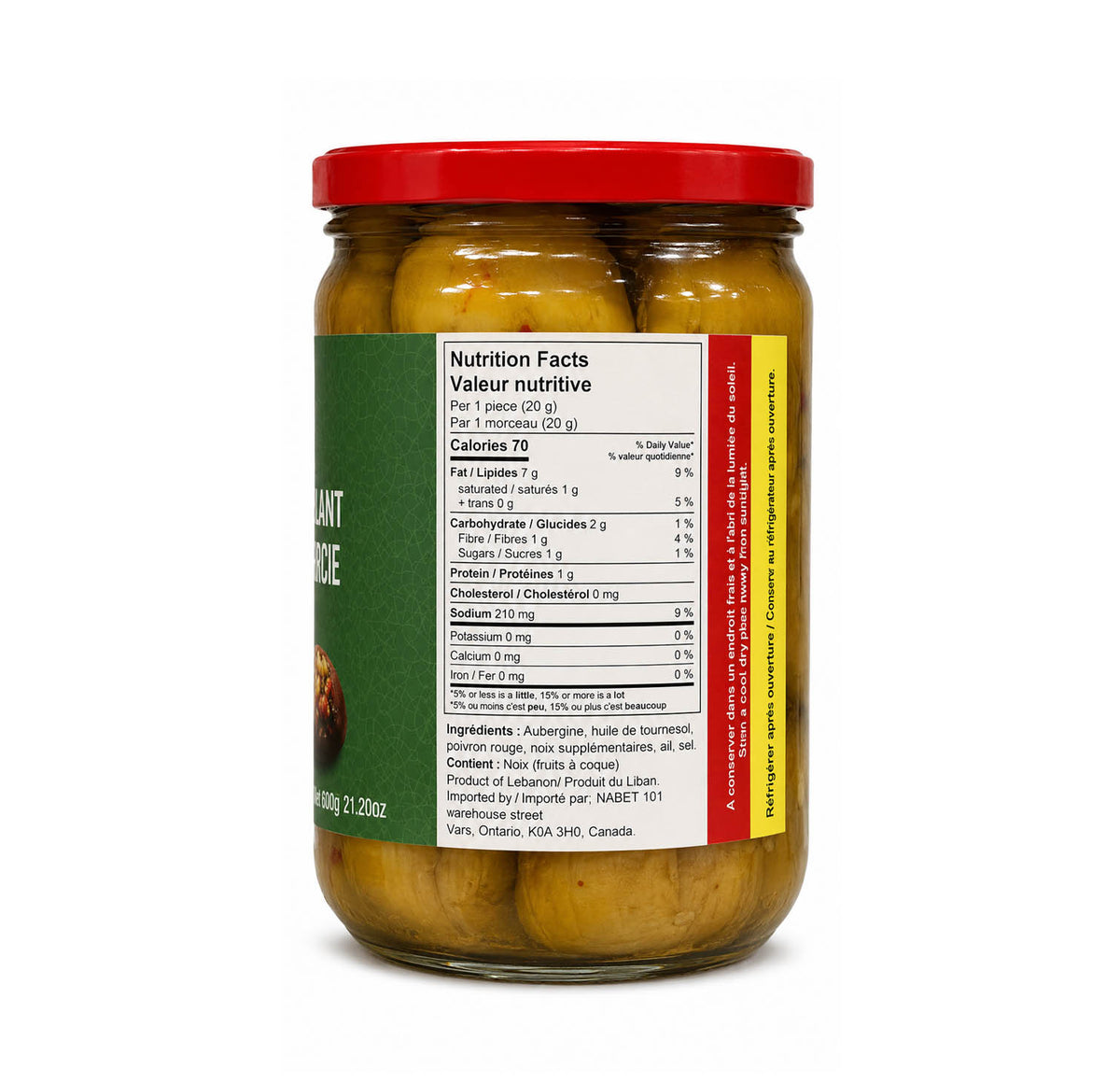 Nabet Stuffed Eggplant — nutrition facts & ingredients