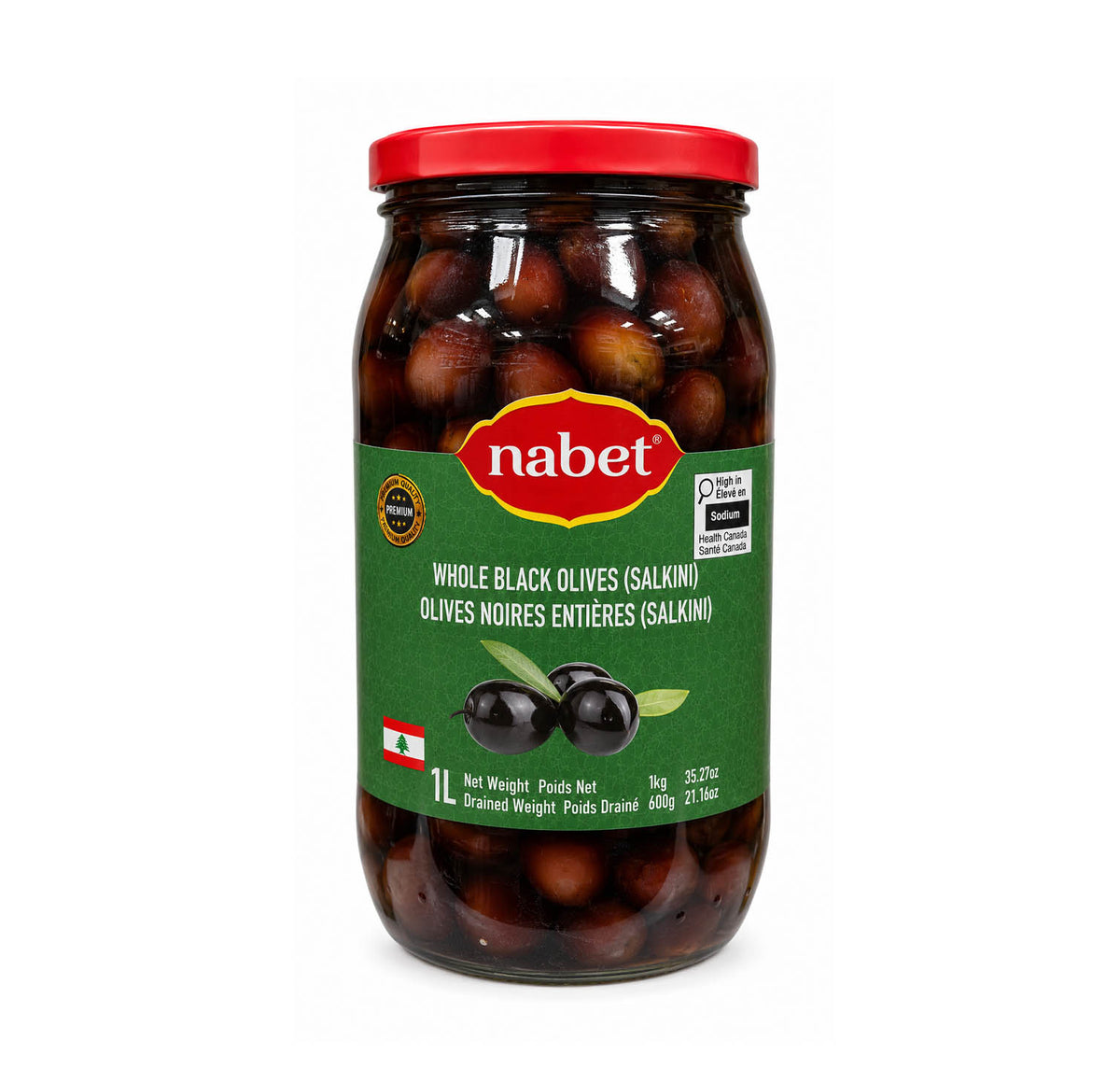 Nabet Whole Black Olives (Salkini) 1L — front