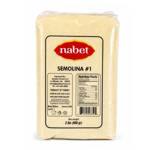 Nabet Semolina #1, 2 lb bag, fine durum wheat semolina, front and label