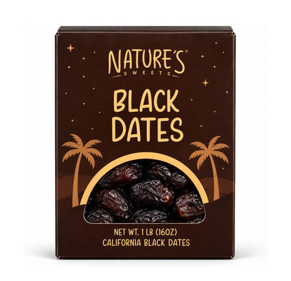 California black dates 1 lb carton, front