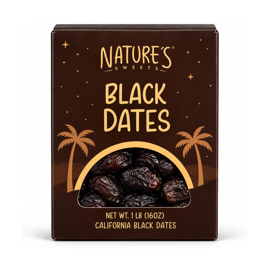 California black dates 1 lb carton, front