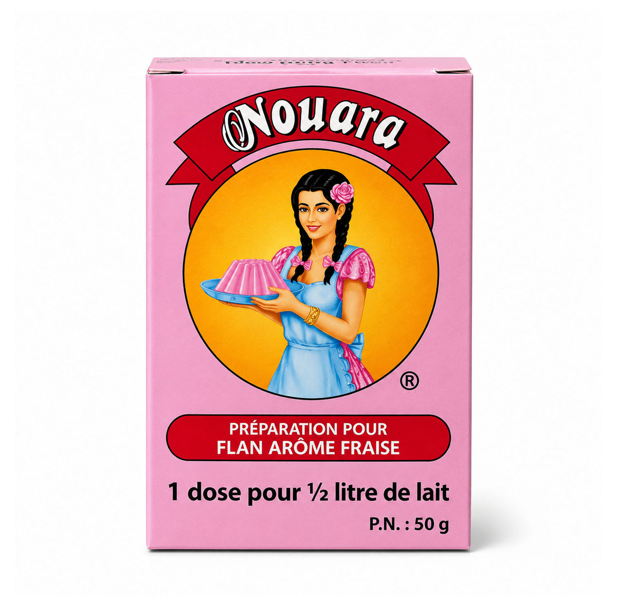 Nouara Flan Arôme Fraise 50g - French label