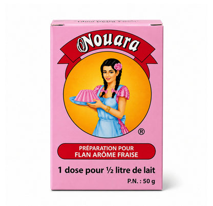 Nouara Flan Arôme Fraise 50g - French label