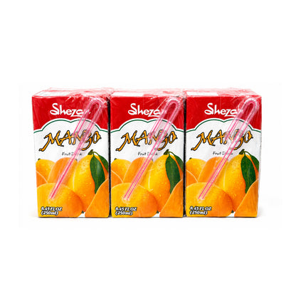 Shezan Mango Fruit Drink 250ml tetra packs, set of 3 with straws
