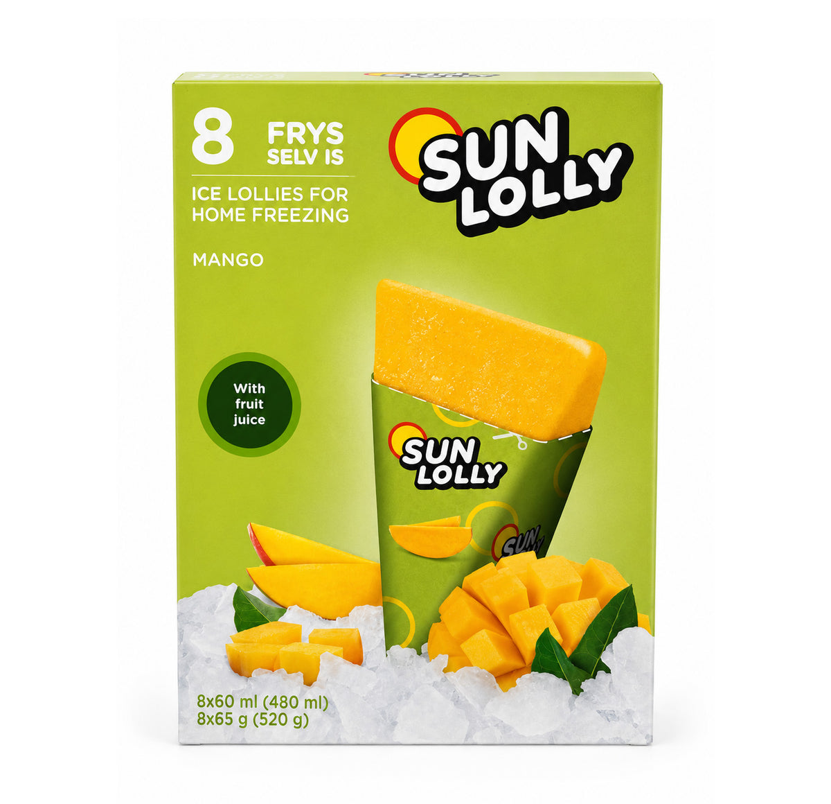 Sun Lolly Mango ice lollies, 8-pack box
