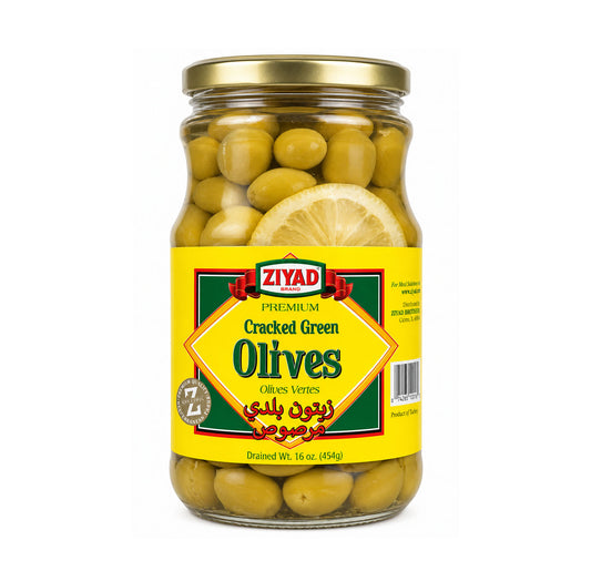 Ziyad Cracked Green Olives jar front