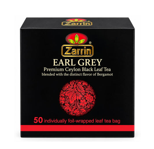 Zarrin Earl Grey 50 foil-wrapped tea bags box