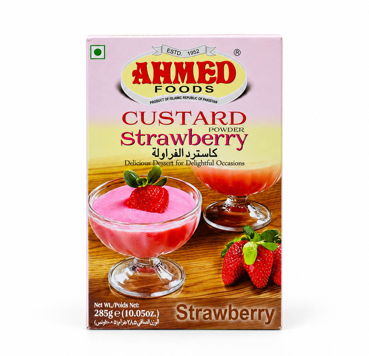 Ahmed Foods strawberry custard powder box, 285 g