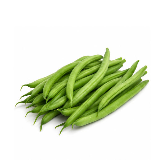 Fresh green beans, pile of slender green pods