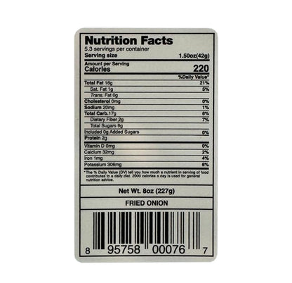 Kadbanou Fried Onions nutrition facts label