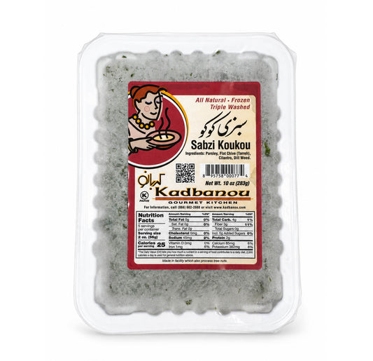 Kadbanou Sabzi Koukou frozen Persian herb blend, 10oz tray