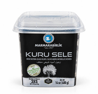 Marmarabirlik Kuru Sele dried black olives 400g tub