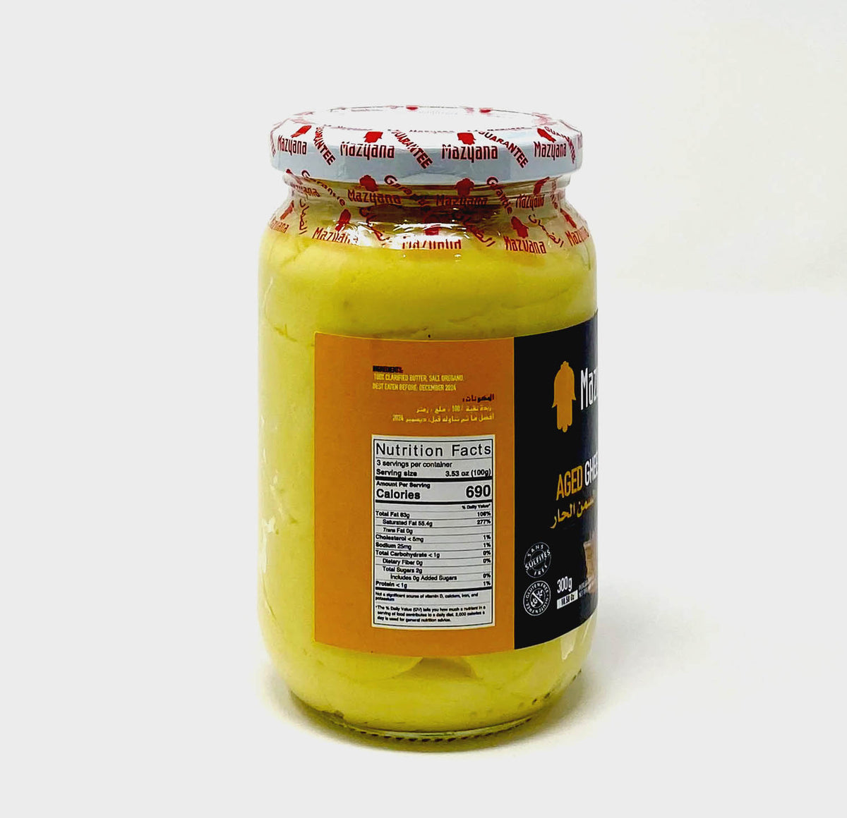 Mazyana Aged Ghee Smen 300g ingredients and nutrition facts panel