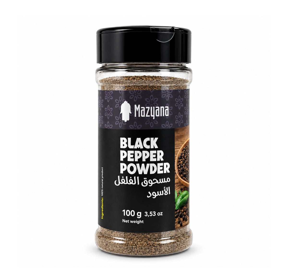 Mazyana black pepper powder shaker jar, 100 g