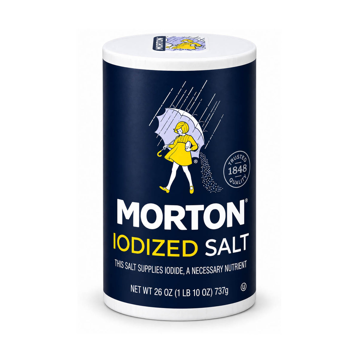 Morton Iodized Salt canister, 26 oz