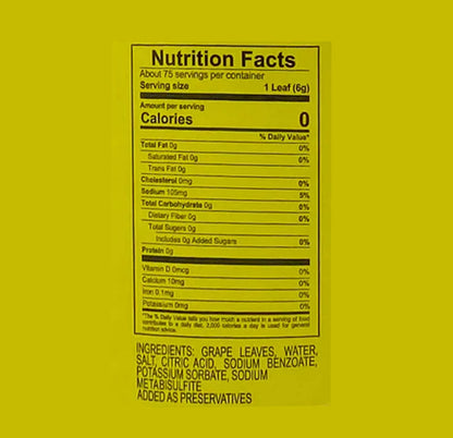 Orlando California Grape Leaves nutrition facts and ingredients
