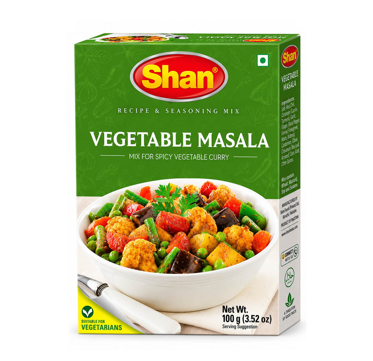 Shan Vegetable Masala recipe mix 100g box