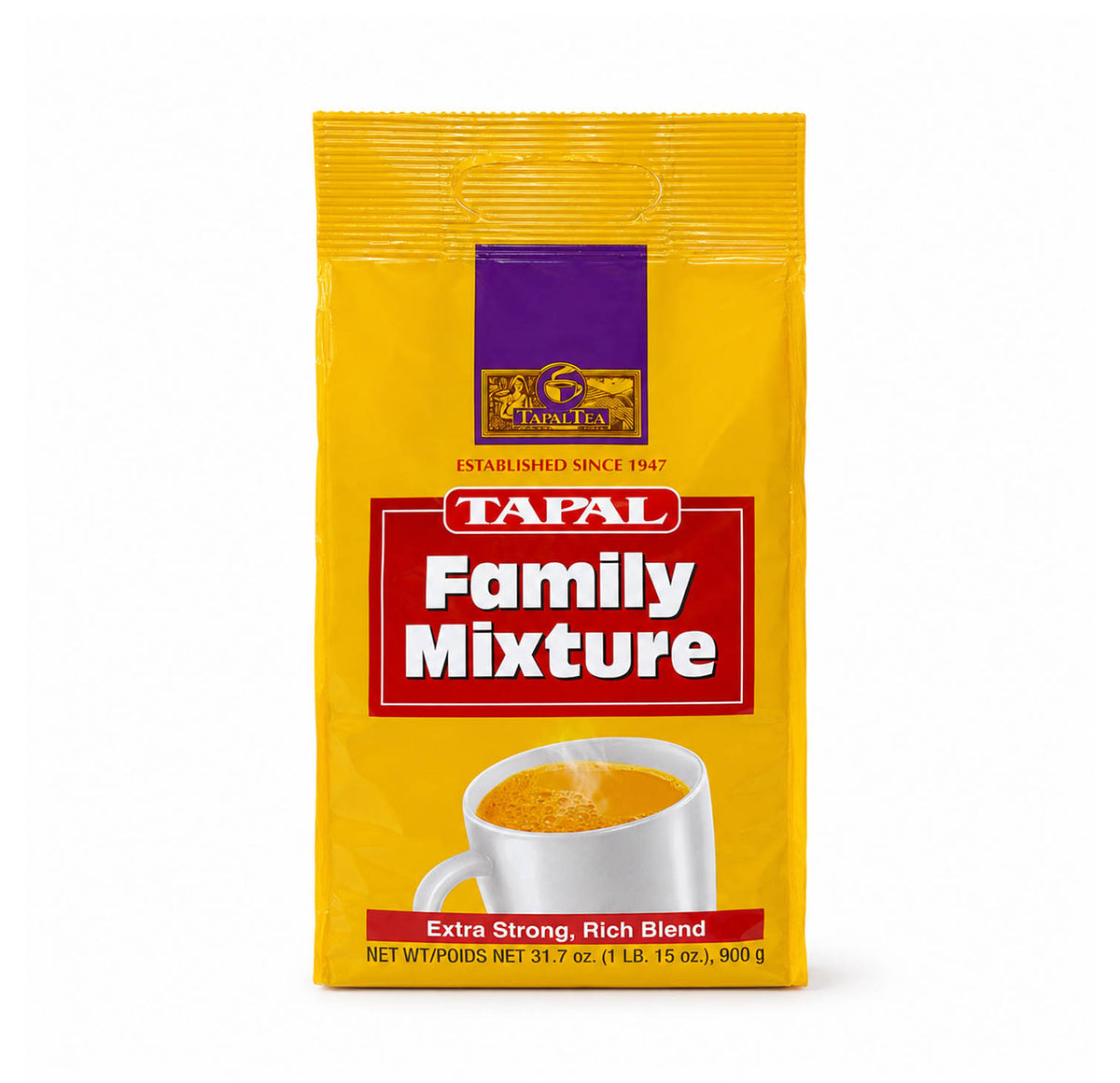 Tapal Family Mixture loose black tea 900g pouch, front of package